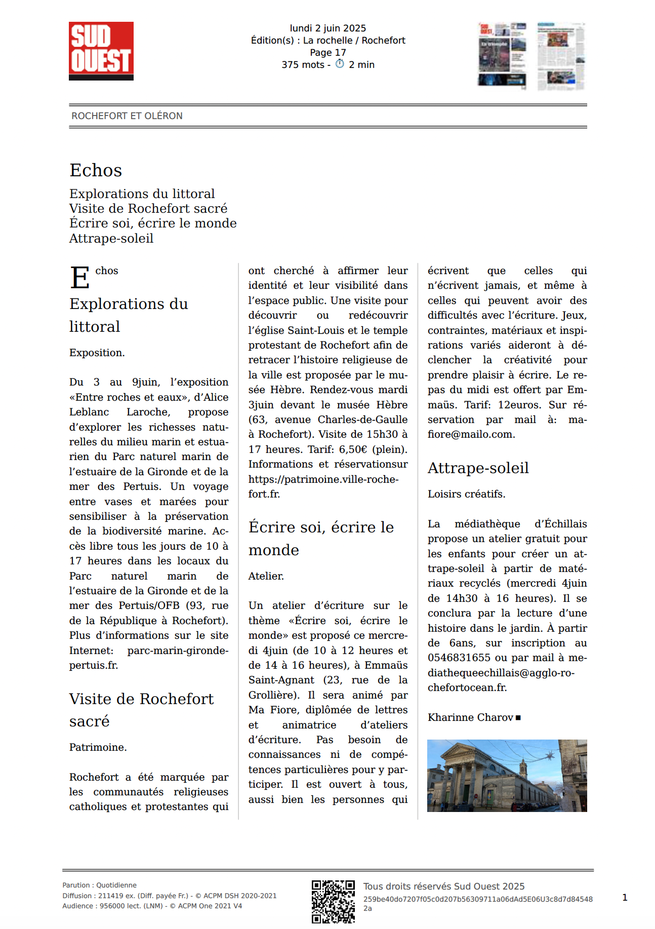 Article Projet "Entre Roches et Eaux" Alice Leblanc Laroche